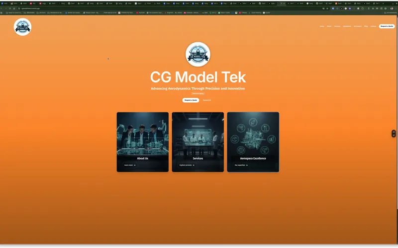 CG ModelTek - aerospace precision manufacturing website with CNC machining showcase